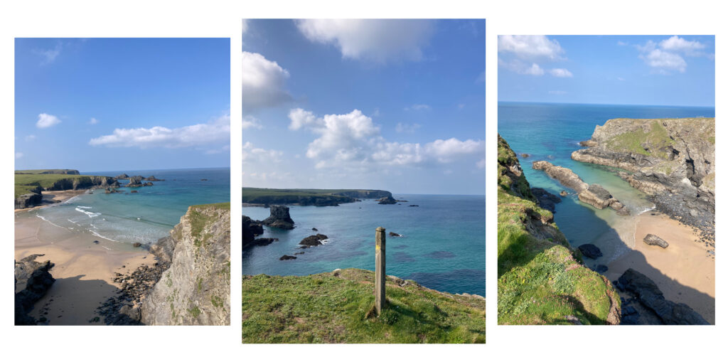 Porthcothan beach with beautiful turquoise sea and Fox Cove.